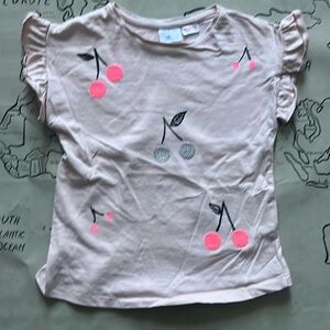 Zara kids cherry T-shirt with frilled sleeves